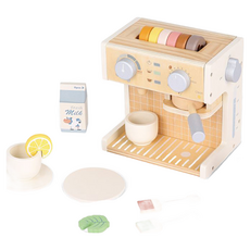 New Classic Toys 義式經典木製咖啡機, 角色扮演遊戲, 混和顏色, 木製玩具, 1組