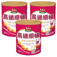 馬玉山 營養全穀堅果奶 高纖順暢配方, 豐富膳食纖維, 無糖無香料, 850g, 3罐