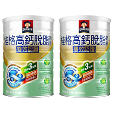 QUAKER 桂格 高鈣脫脂奶粉 雙效認證, 1.5kg, 2罐