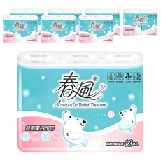 春風 捲筒衛生紙 柔白印花 270張, 12捲, 8袋
