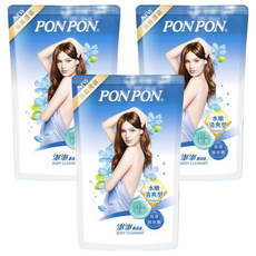 PON PON 澎澎 香浴乳 補充包 水嫩清爽型, 含白金松露精萃, 保濕玻尿酸, 700g, 3包