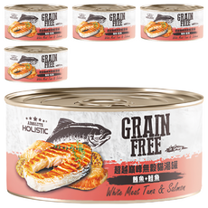 ABSOLUTE HOLISTIC 無穀貓湯罐, 鮪魚 + 鮭魚, 80g, 5罐