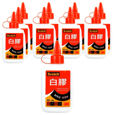3M Scotch 白膠, 黏性佳 好塗抹 木質傢俱 相框 紙類 軟木紙管 木材合板 規格: 40g, 10瓶