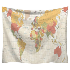 韓國掛布, 世界地圖掛布 寬150*高130 cm, 150 x 130cm, 世界地圖 米