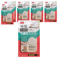 3M Scotch 可調式高密度地板保護墊 10入裝, 適用於直徑19-38mm, 38 x 38 x 4.7mm, 6組
