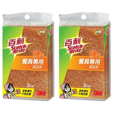 3M Scotch-Brite 百利 細緻餐具/茶杯專用菜瓜布 41YS-3M小黃, 3片, 2包