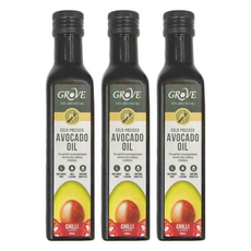 GROVE 克羅福 頂級冷壓初榨酪梨油 辣椒風味, 250毫升, 250ml, 3瓶