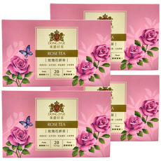 DONG JYUE 東爵好茶 玫瑰花妍茶, 1.8g, 20茶包, 無咖啡因, 20包, 4盒