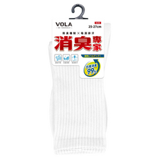 VOLA 維菈 消臭3/4長襪 素面, 尺寸25-27cm, 除臭抗菌, L(25-27cm), 白色