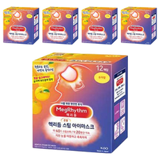Kao 花王 MegRhythm 美舒律 蒸氣眼罩，柚橘系精油 40°C 溫暖SPA 舒緩疲勞，12片裝, 12入, 5盒
