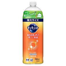 Kao 花王 Cucute 珂珂透 餐具洗碗精補充瓶 柑橘香, 700ml, 1瓶