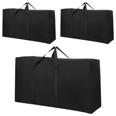拍平方 搬家收納袋, 120L, 100x48x25cm, 可裝四床寢具, 牛津布, 防潑水, 耐磨防刮, 100 x 25 x 48cm, 黑色, 3個