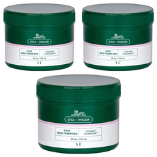 VT COSMETICS 老虎積雪草溫和爽膚棉, BHA成分, 雙面設計, 清潔毛孔, 60ea/130ml, 60片, 3罐