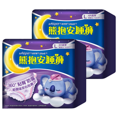 whisper 好自在 熊抱安睡褲 內褲型衛生棉, 超長巾身, 立體高防漏側邊, 彈性剪裁, 360度貼臀防漏, 量大也不怕漏, L, 4片, 2包