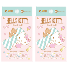 台歐 OK蹦 KITTY 20片裝 Hello Kitty 醫療用黏性膠帶 細緻紗布棉墊 不沾黏傷口, 2盒