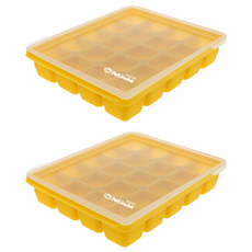 Petinube 矽膠副食品20格分裝盒, 耐熱耐冷溫度-40°C~250°C, 芥末黃, 2個