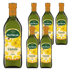 OLITALIA 奧利塔 頂級芥花油，單元不飽和脂肪酸68%，發煙點高達230度，750ml, 6瓶