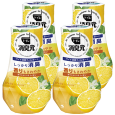 小林製藥 廁所芳香消臭元 檸檬清香 400ml, 大尺寸濾紙, 有效去除空氣臭味, 4瓶