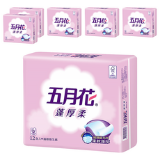 五月花 蓬厚柔頂級抽取衛生紙 100張, 12包, 6袋
