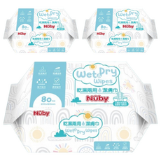 Nuby 乾濕兩用潔膚巾 抽取式, 80張, 3包