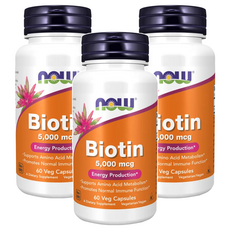 NOW Foods 生物素 5000mcg 60 顆膠囊, 60顆, 3罐