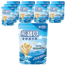 熊寶貝 柔軟護衣精補充包 沁藍海洋, 7合1護衣功效, 含透氣因子, 1.84L, 10包