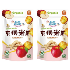 BABY SECRET 寶寶的秘密 有機米菓, 無農藥殘留, 無添加香精、糖和油, 全素, 地瓜蘋果, 25g, 2包