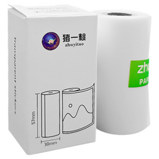 peripage 愛立熊 豬一桃紙廠 打印機半透明照片 貼紙, 57x30mm, 防水防油防摩擦, 10年留影, 不含雙酚A, 57 x 30mm, 1捲