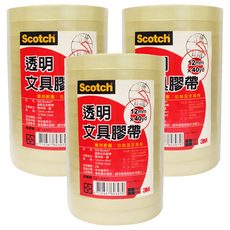 3M Scotch 透明文具膠帶 12mm x 40yd 12捲入, 12mm*40yd, 透明, 3組