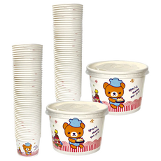 NS_260cc 免洗紙碗/紙湯杯/湯碗 附蓋 50入, 2組, 50個