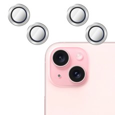 투에이비 아이폰15 메탈 카메라 강화유리 2세트, (메탈) 실버