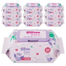 블룸범 센시티브 엠보싱 대용량 아기물티슈 캡형, 380g, 120매, 10개