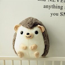 고슴도치 인형 모찌 애착 쿠션 대형 중형 선물, 45cm, 짙은 회색