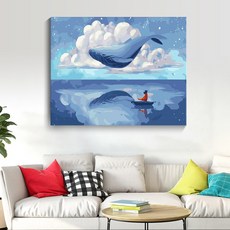 크리스 DIY 명화그리기 숫자따라 그리기 number painting, E + 환경보호 물감 + 붓 6개 + 린넨 화포 + 40 * 50cm 선물세트