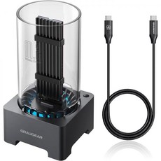 그라우기어 40Gbps M.2 NVMe SSD 인클로저 도킹 스테이션 냉각 팬이 있는 USB4 외장 베이스 UASP 트림 지원 썬더볼트 43과 호환 ASM2464PD 칩 G-M