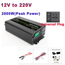 Jfind LCD 순수 사인파 보조배터리 전류 공급 인버터 DC AC 전압 자동차 2000W 12V 50HZ, 02 Universal Plug2, 02 Universal Plug2