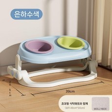 반려동물 테이블 식기 2구, 고양이 강아지 용 15kg 소형에서 대형까지., 세라믹 더블볼 + 미끄럼 방지매트 갤럭시 블루, 1개