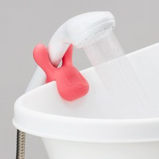 [아기목욕] 버니 샤워기 집게 비조립식 샤워기 홀더 헤드 고정 거치대, 분홍, 1개