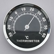 알루미늄 합금 양면 스티커 라운드 다이얼 미니 온도계 자동차 온도 게이지 기계식 58mm, 1, 1