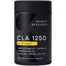 스포츠리서치 맥스 포텐시 CLA 1250mg 새플라워 오일 소프트젤 글루텐 프리