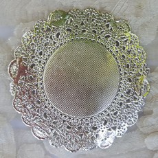 도일리페이퍼 3.5인치 (8.9cm) 실버 원형 도일리 은색, 20개
