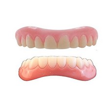 Instant Smile Veneer Set with Medium Top Set of White Teeth and Bottom Set of White Teeth with 2 Ext, 1