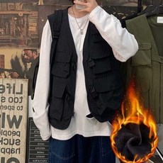 남성 기모안감 카고조끼 스트릿 V넥 방한 쪼끼 (WFGKH3P)