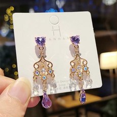 워더미 은침 엔틱 퍼플 드롭 귀걸이 N384