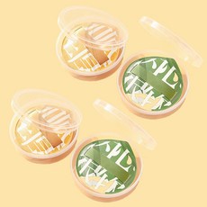 애기궁둥이 마시멜로 퍼프+케이스 밀착 쫀쫀 메이크업 스펀지, 4세트, 그린케이스2 옐로우케이스2