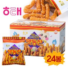 캐릭터볼펜증정 + 해태 미니 맛동산 38g x 24봉 미니스낵 국민과자 맛동산 사무실 간식 회사 직원 탕비실과자 학교 학원 어린이 과자, 24개