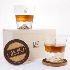 일본제 타지마글라스 후지산 에도 글라스 2개세트 키리코 잔 상자포장, 2개