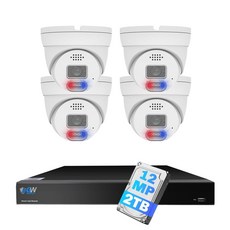 GW Security 8 채널 NVR UltraHD 12MP 4096x3072 얼굴/인간/자동차/번호판 감지 PoE 보안 카메라 시스템 4 x 6K 12MP 풀 컬러 나이트 비전 - 8채널nvr