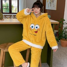 다소미얼 여성 수면잠옷 세트 가을 겨울 산호 귀여운 가정복 파자마 D8 208Z