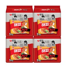 농심 해피라면 매운맛 4팩, 20개입